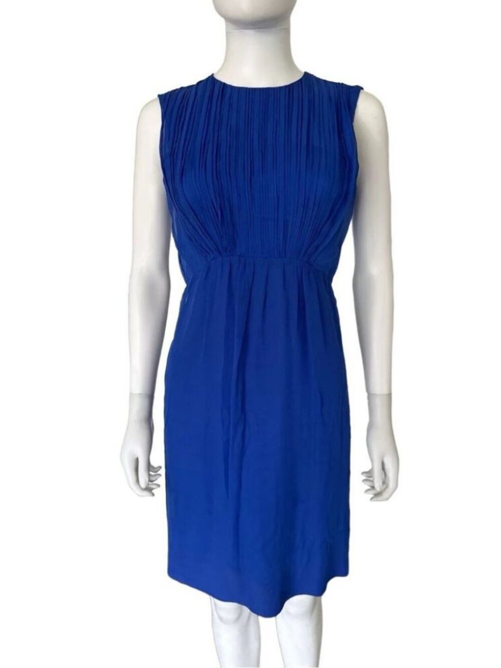 BALENCIAGA Blue Silk Vintage Knee Length Sleeveless Dress Size Small 2010